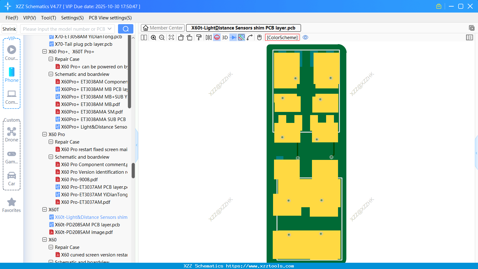 VIVO X60t-Light&Distance Sensors Shim PCB Layer